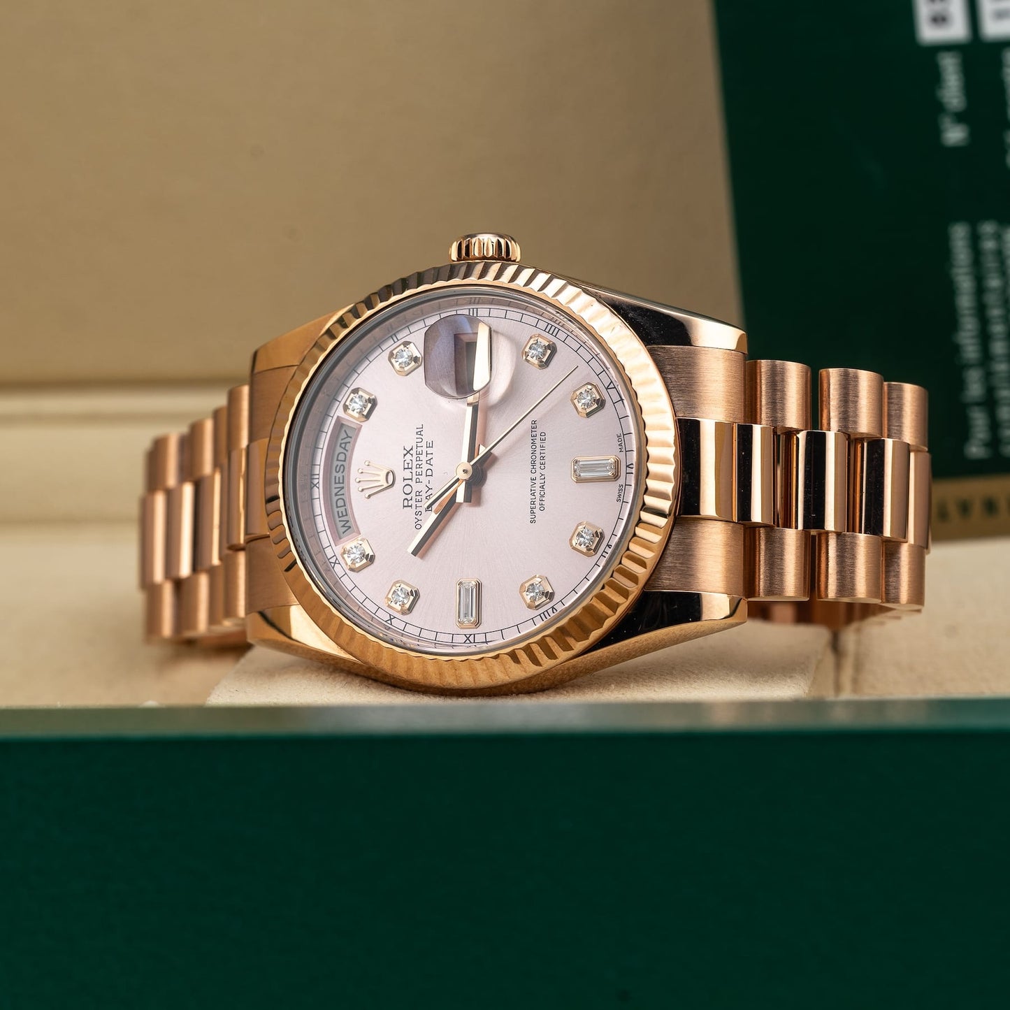 Rolex Oyster Perpetual Day-Date 36 Pink Diamond 118235