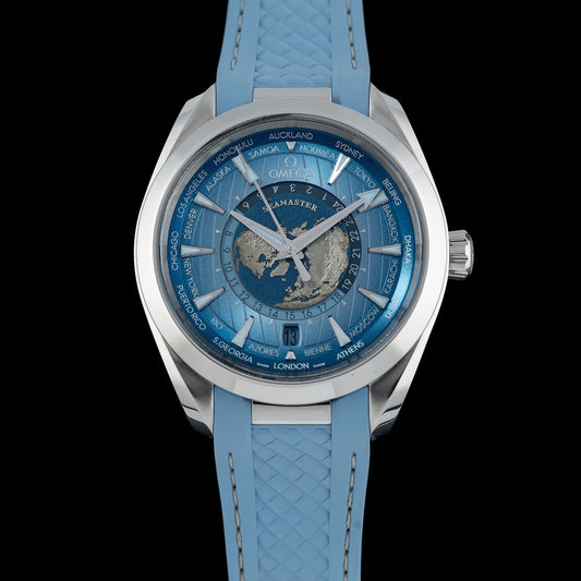 Omega 220.12.43.22.03.002 Seamaster Aqua Terra 150M Worldtimer Summer Blue on Strap
