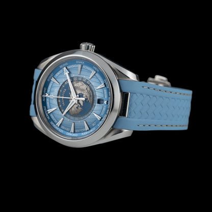 Omega 220.12.43.22.03.002 Seamaster Aqua Terra 150M Worldtimer Summer Blue on Strap
