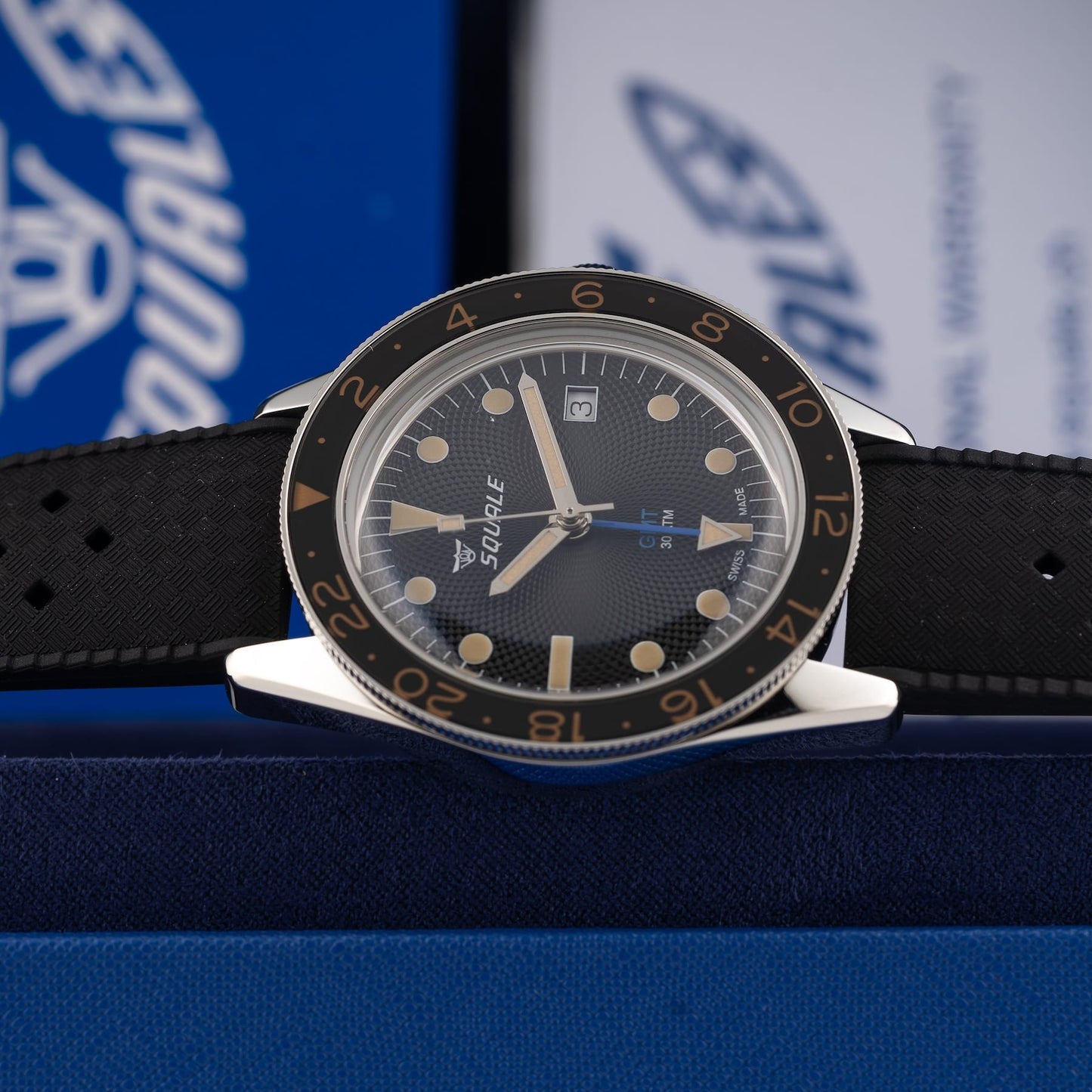 Squale SUB-39 GMT "Blackfin" Black Guilloché U.S. Exclusive
