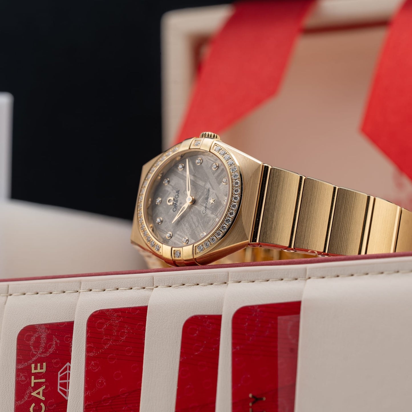 Omega 131.55.28.60.99.006 Constellation Meteorite Dial Gold and Diamonds 28mm