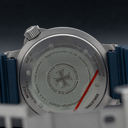 M\u00fchle Glash\u00fctte S.A.R Rescue Timer Nautical Blue on Strap M1-41-02-KB-II