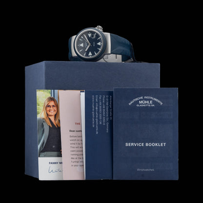 M\u00fchle Glash\u00fctte S.A.R Rescue Timer Nautical Blue on Strap M1-41-02-KB-II