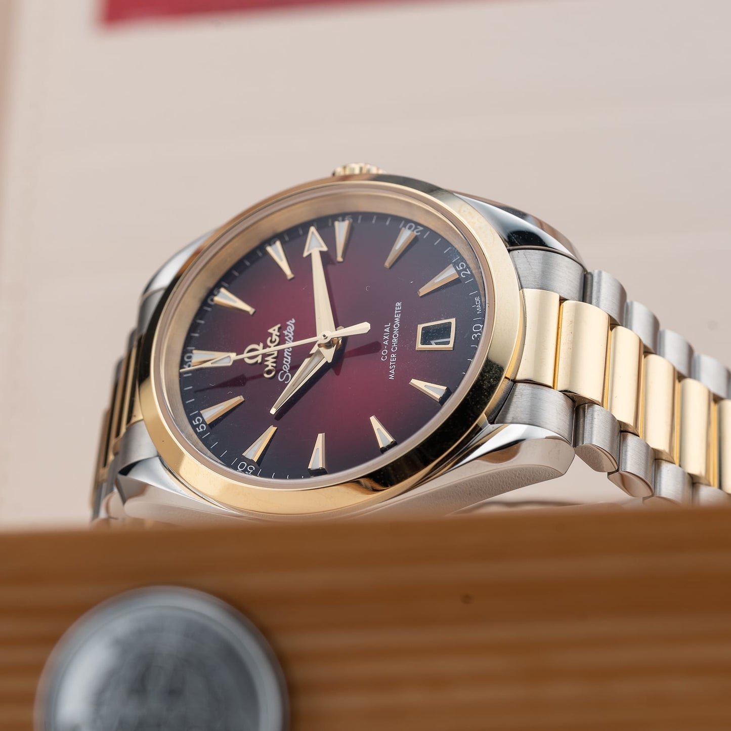Omega 220.20.38.20.10.002 Seamaster Aqua Terra 150M Moonshine Gold on Bracelet