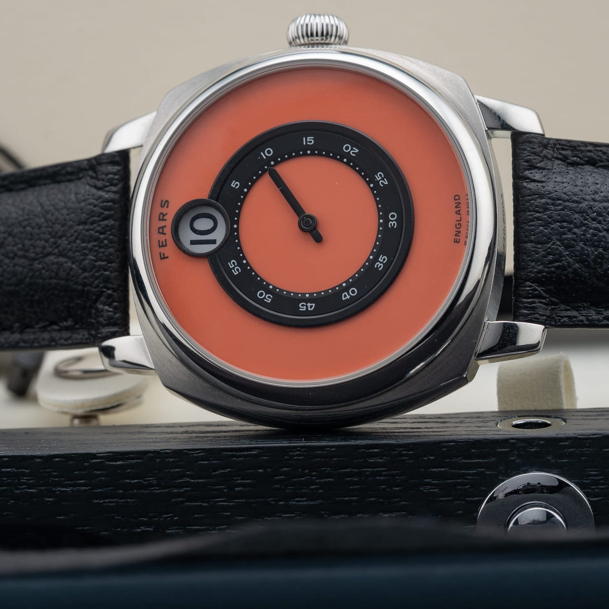Fears Brunswick 40.5 Jump Hour Coral On Buffalo Leather Strap BS240.500A.114.047