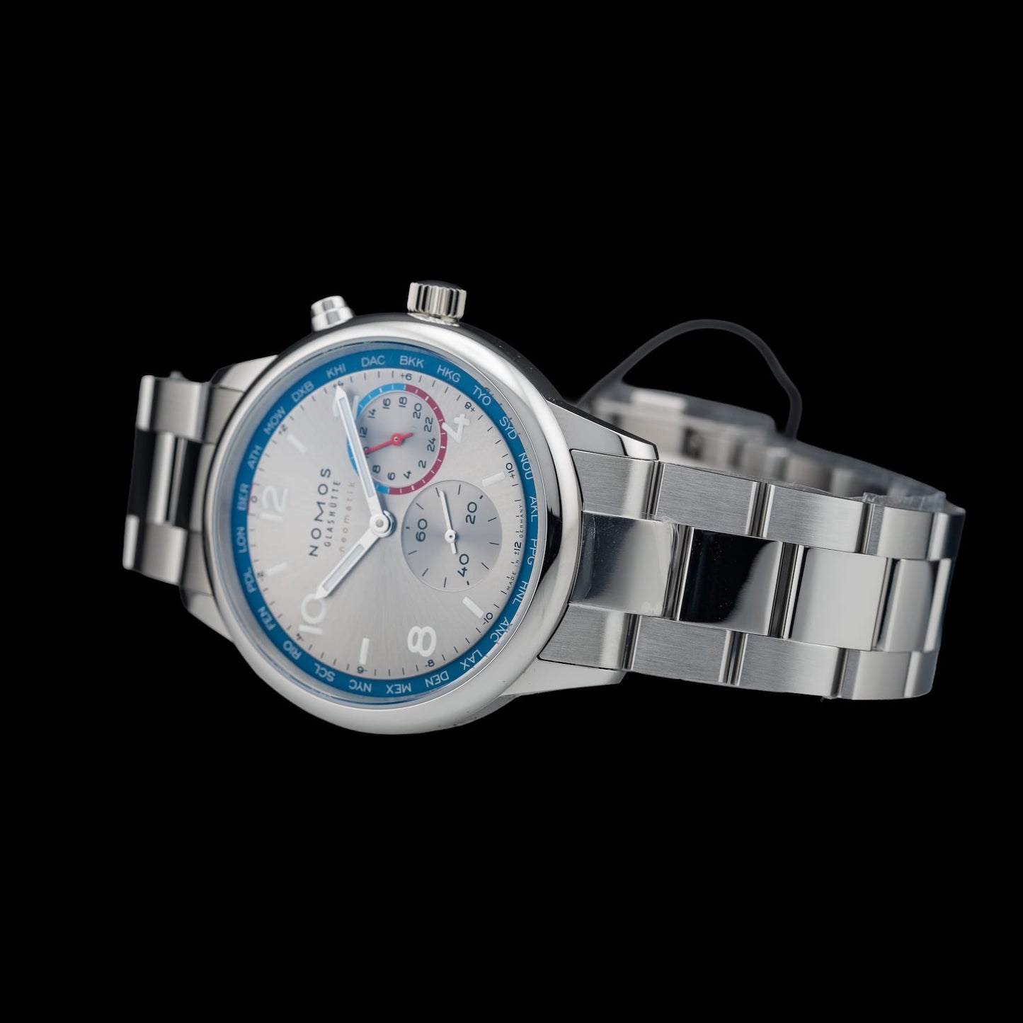 NOMOS Glash\u00fctte Club Sport Neomatik Worldtimer Silver 791