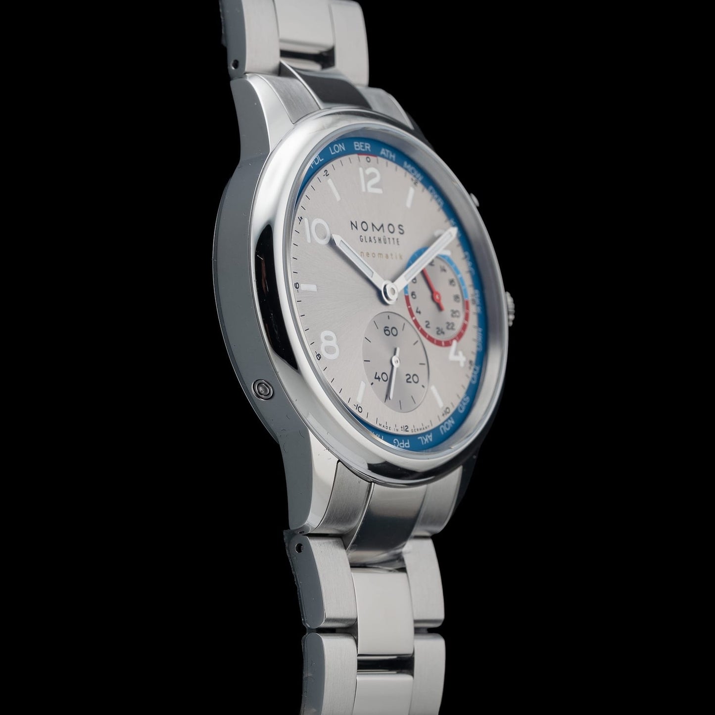 NOMOS Glash\u00fctte Club Sport Neomatik Worldtimer Silver 791