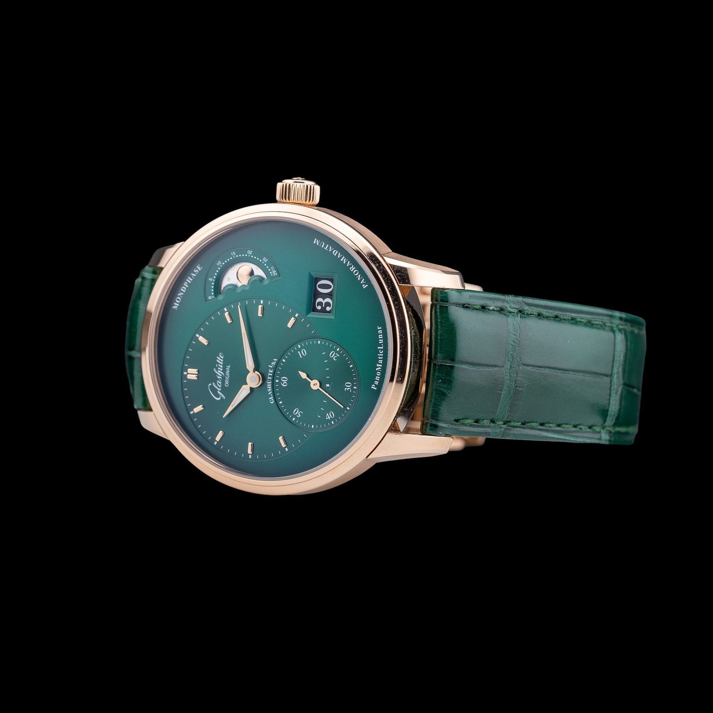 Glash\u00fctte Original Panomaticlunar Lush Forest Green Dial 1-90-02-23-35-61