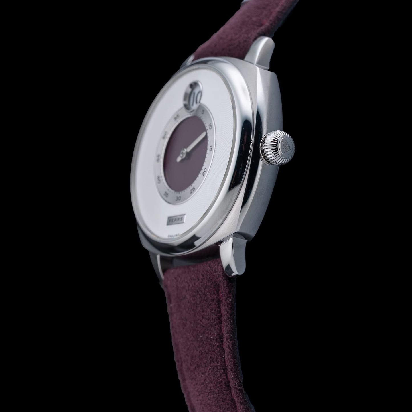 Fears Brunswick 40.5 Jump Hour 'Barleycorn Plum' on Strap BS240.500A.011.022