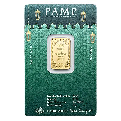 PAMP 5 Gram Eid Mubarak Gold Bar