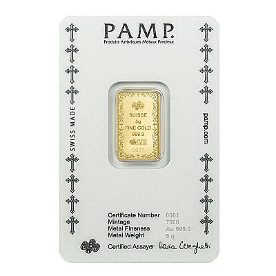 PAMP 5 Gram Cross of Christianity Gold Bar