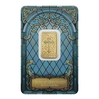 PAMP 5 Gram Cross of Christianity Gold Bar