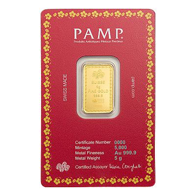 PAMP Suisse Diwali Lakshmi and Sacred Cow 5g Gold Bar