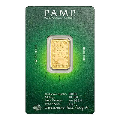 PAMP Suisse Lucky Charm Four-Leaf Clover 5g Gold Bar