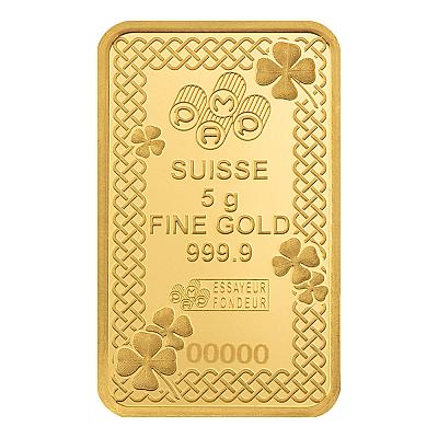 PAMP Suisse Lucky Charm Four-Leaf Clover 5g Gold Bar