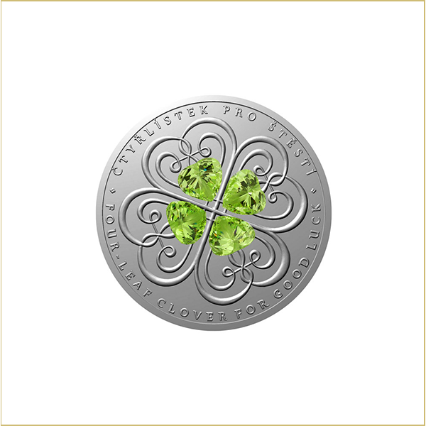 Crystal Coin – Four-leaf clover for Good Luck 2025