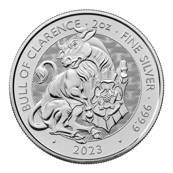 UK Tudor Beasts - Bull of Clarence 2 oz Silver Coins - ID 4573