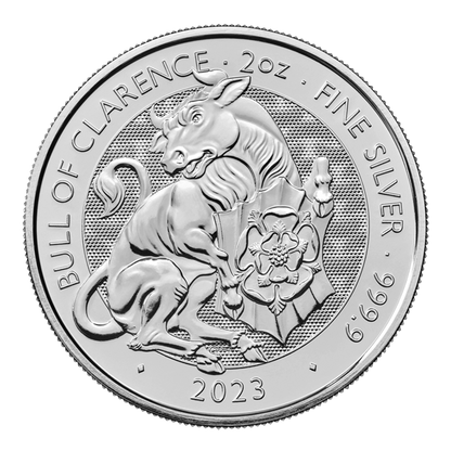 UK Tudor Beasts - Bull of Clarence 2 oz Silver Coins - ID 4573