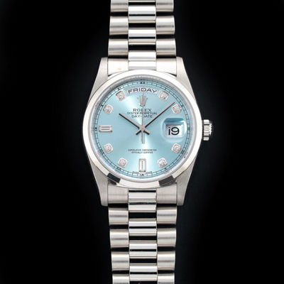 Rolex 18206 Rhodium Serti