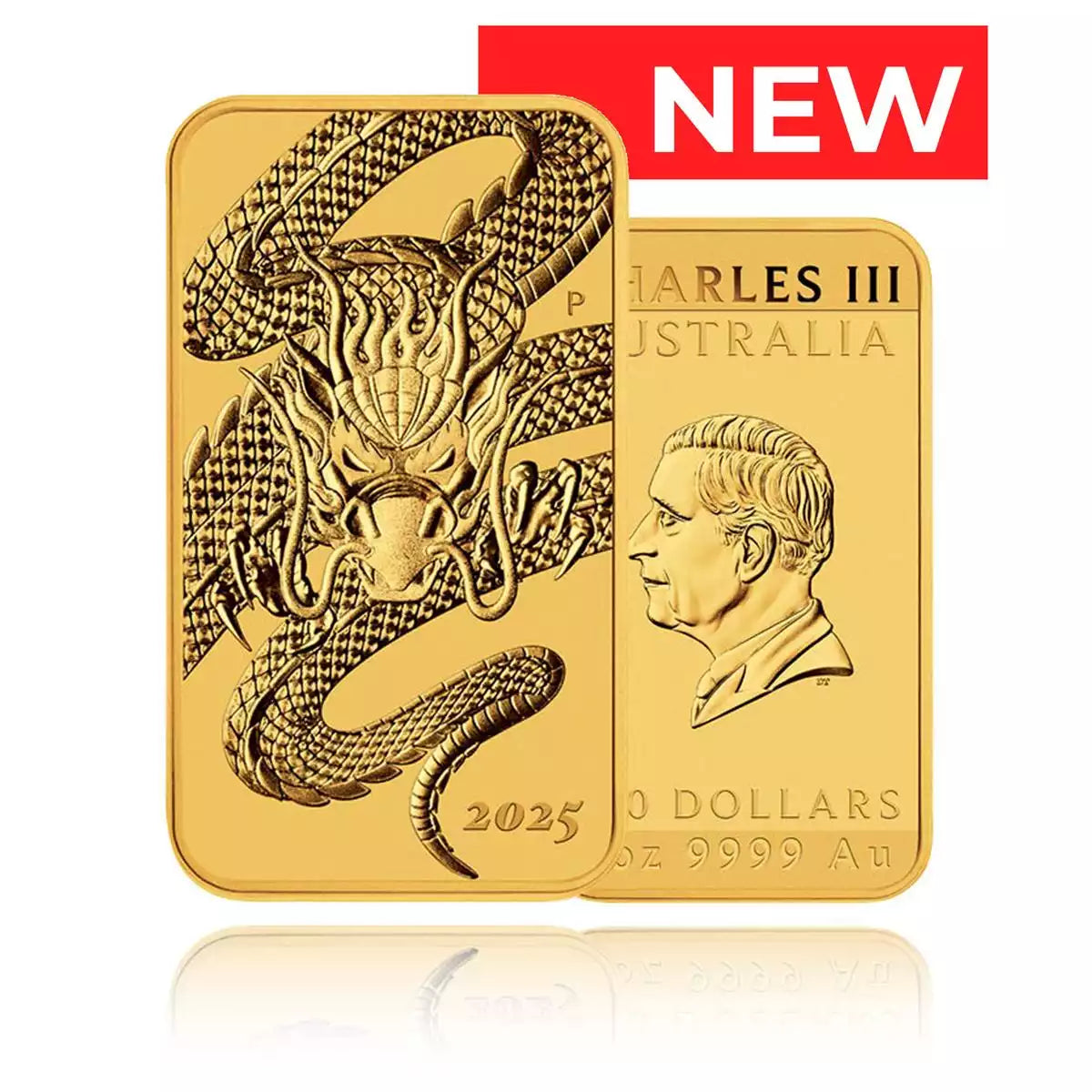 1oz 9999 Gold Dragon Rectangular Coin 2025 Perth Mint
