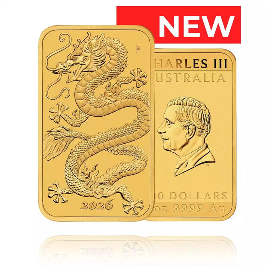 1oz 9999 Gold Dragon Rectangular Coin 2026 - Perth Mint