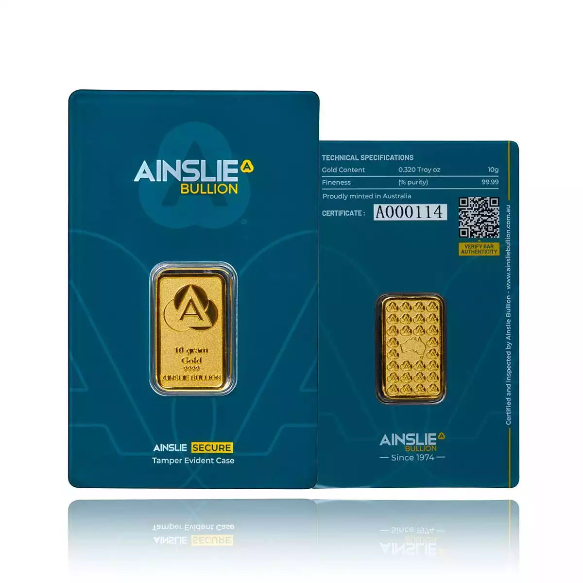 10g Ainslie Minted Gold Bar