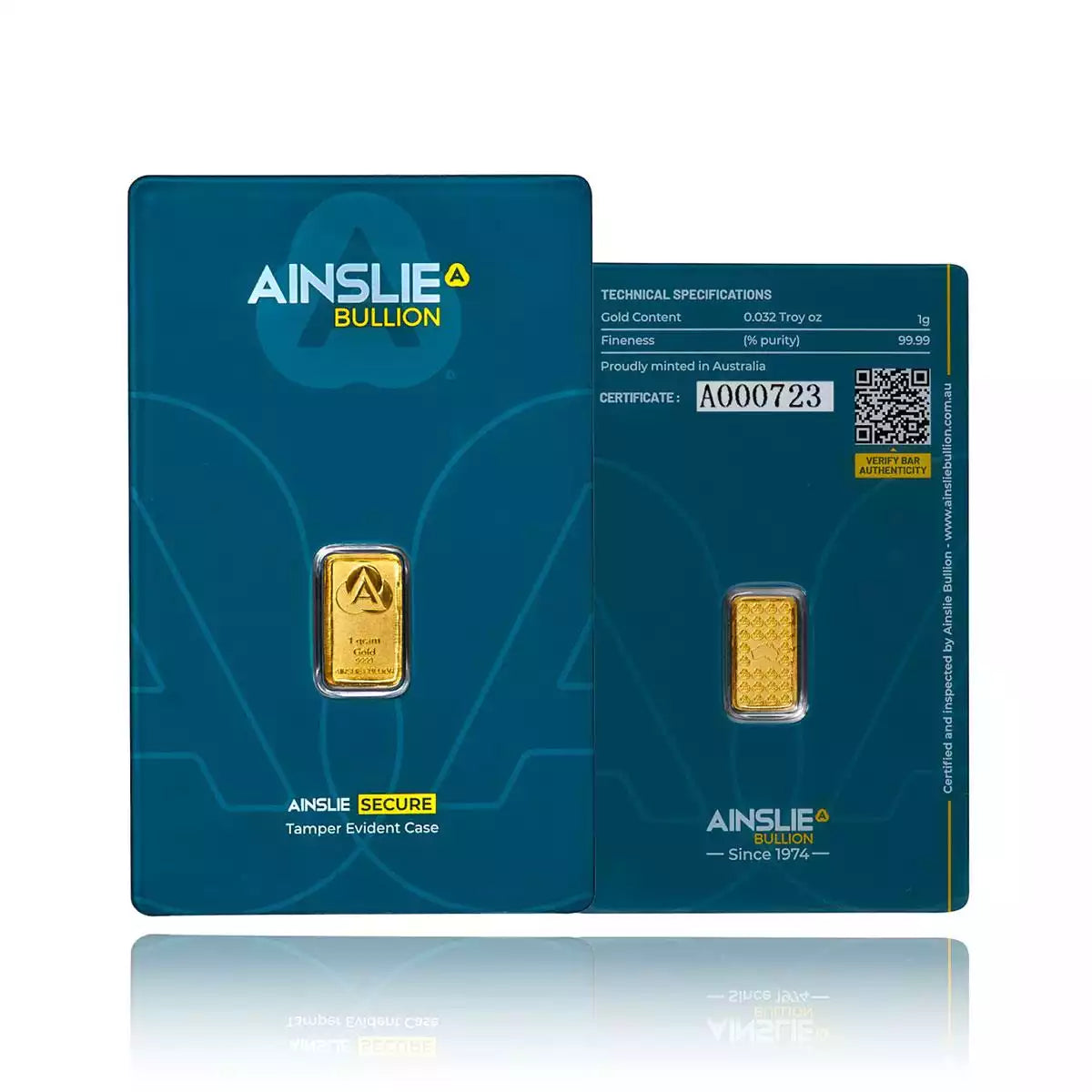 1g Ainslie Minted Gold Bar