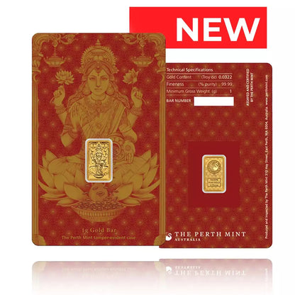 1g minted gold bar Perth Mint - Lakshmi