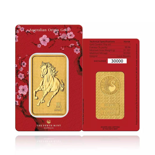 1oz Minted Horse Gold Bar Perth Mint