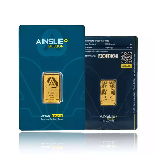 5g Ainslie Minted Gold Bar - Diwali