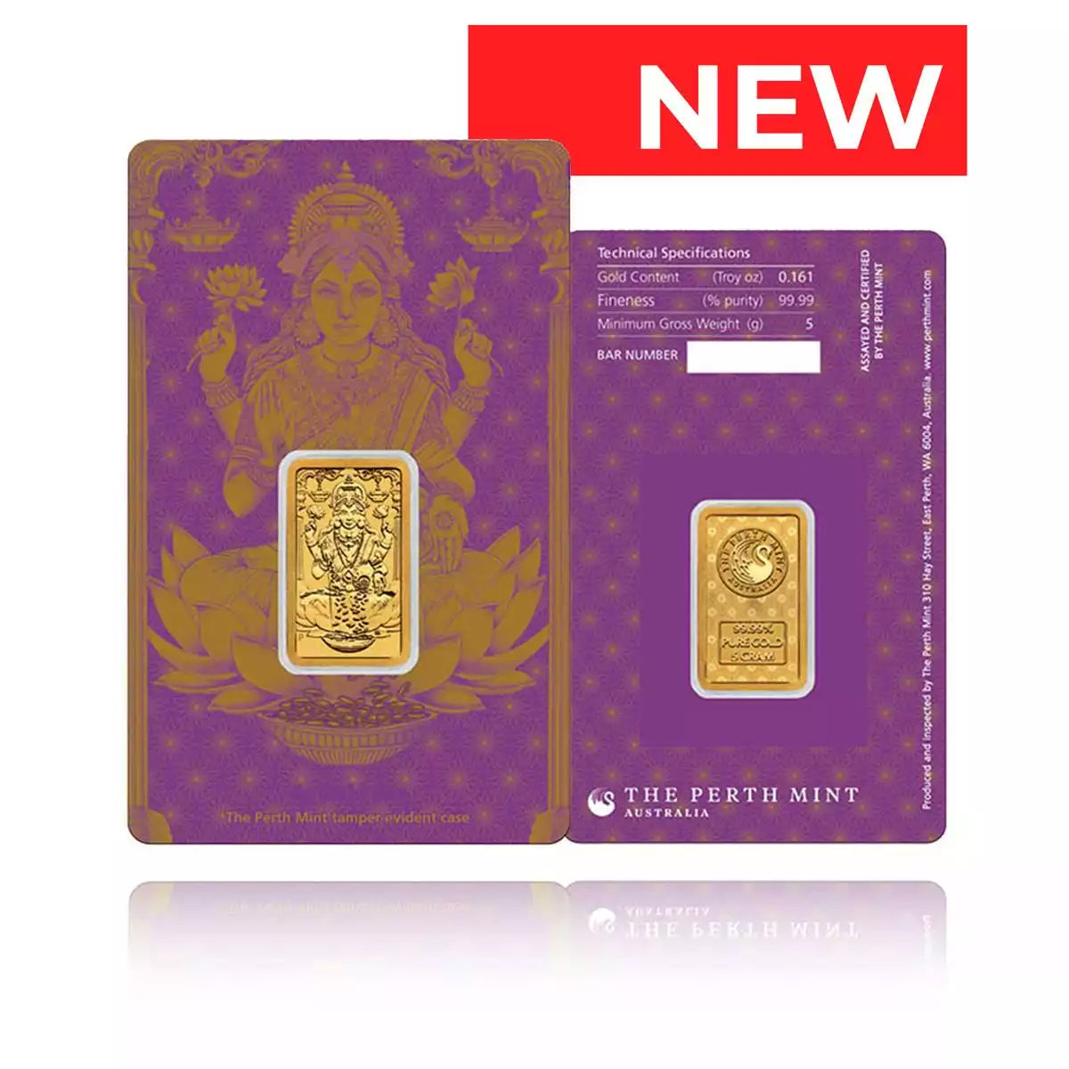 5g Minted Gold Bar Perth Mint - Lakshmi