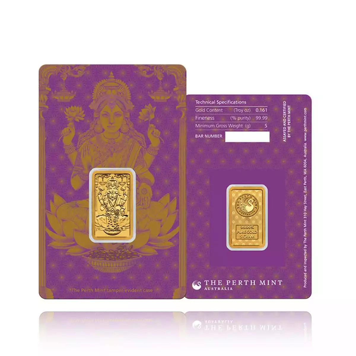 5g Minted Gold Bar Perth Mint - Lakshmi