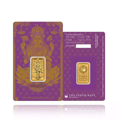 5g Minted Gold Bar Perth Mint - Lakshmi