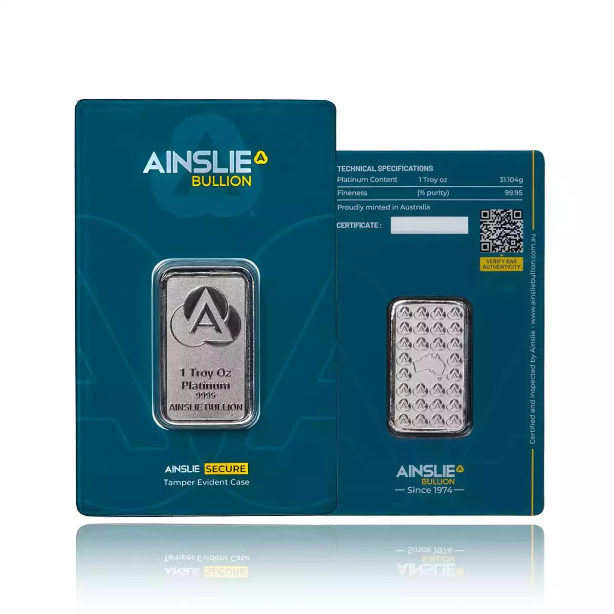 1oz Ainslie Minted Platinum bar