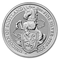 UK Queen's Beasts Unicorn of Scotland 2 oz Silver Coins - ID 1975