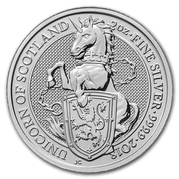 UK Queen's Beasts Unicorn 2018 2 oz Silver Coins - ID 1975