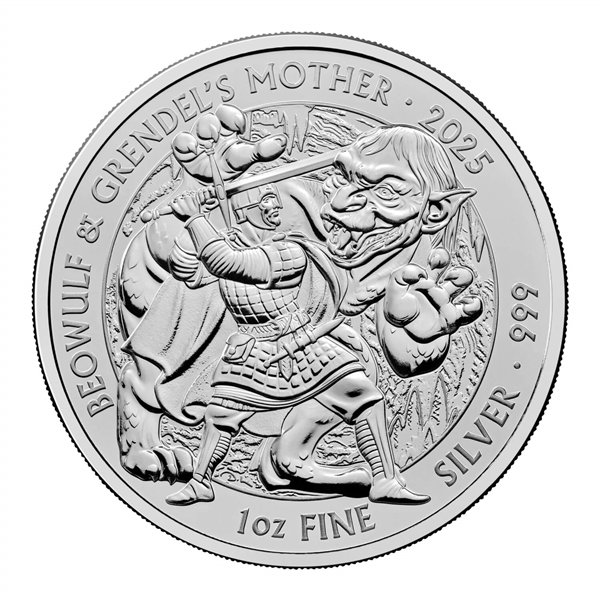 UK Beowulf and Grendel's Mother 1 oz Silver Coins - ID 4555