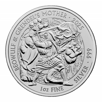 UK Beowulf and Grendel's Mother 1 oz Silver Coins - ID 4555