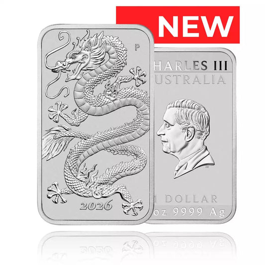 1oz 9999 Silver Dragon Rectangular Coin 2026 - Perth Mint