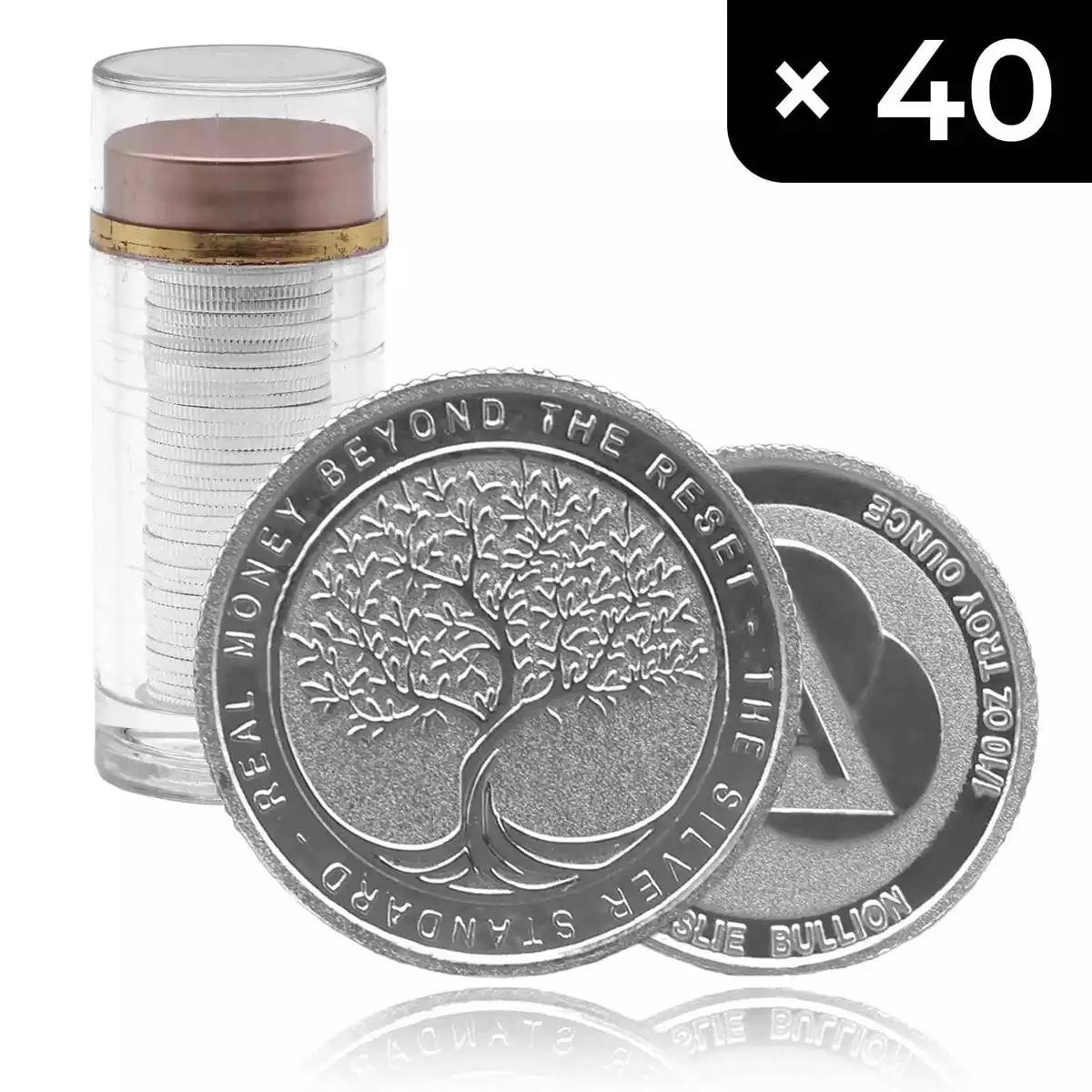 1/10th oz Ainslie Minted Silver Round - Tube of 40
