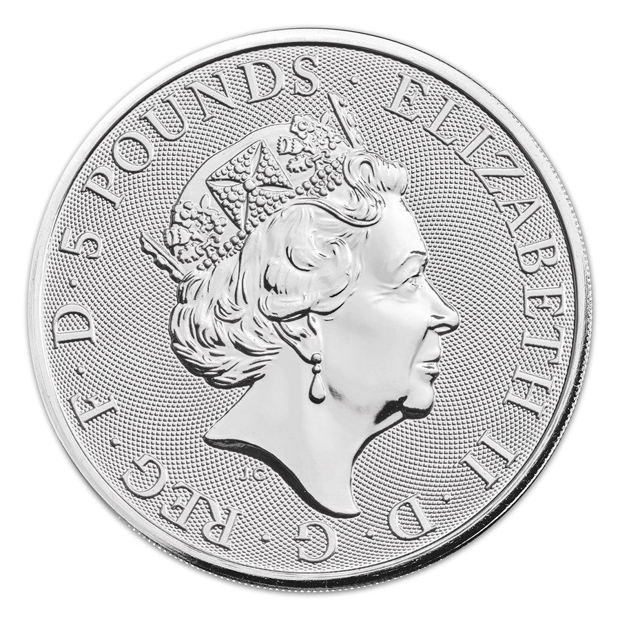 UK Queen's Beasts White Greyhound 2 oz Silver Coins - ID 2260