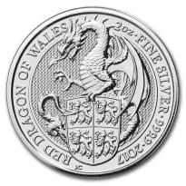 UK Queen's Beast Red Dragon of Wales 2 oz Silver Coins - ID 1899