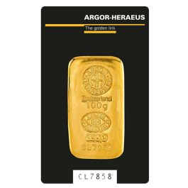100g Gold Bar Argor Heraeus - Casted