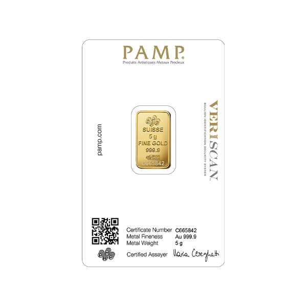 5g PAMP Lady Fortuna Gold Minted Bar