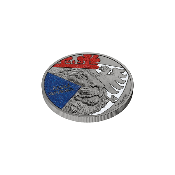 1oz Silver Czech Lion Black Platinum & diamond Effect Coin