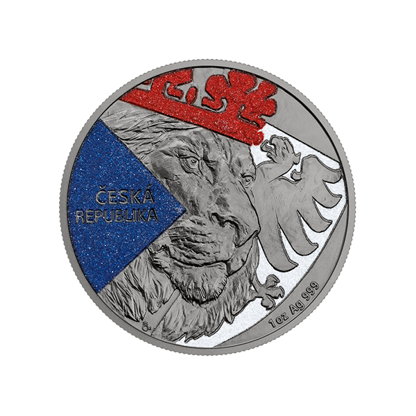 1oz Czech Lion Black Platinum, Diamond Effect Silver Coin