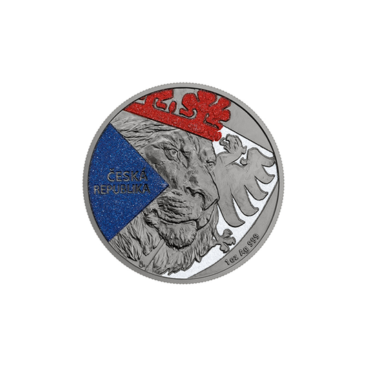1oz Silver Czech Lion Black Platinum & diamond Effect Coin