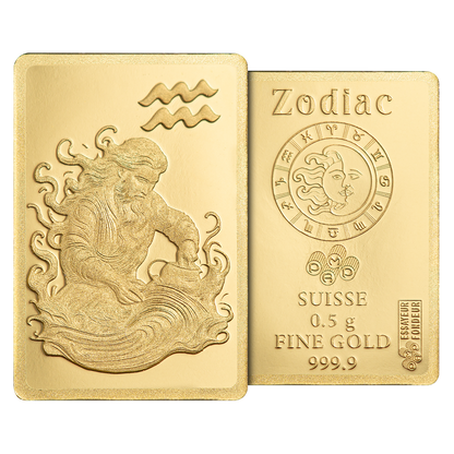 Buy 0.5 g Gold Zodiac Aquarius Bar