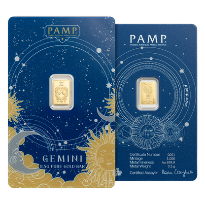 Buy 0.5 g Gold Zodiac Gemini Bar