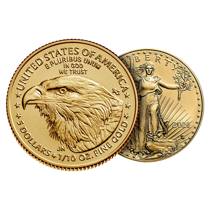 1/10 oz Gold Eagle Coins (new design - mid 2021 and later)